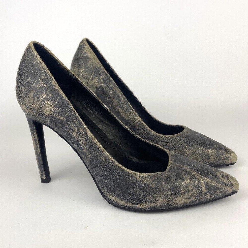 Tiger of Sweden Pumps Heels Distressed‎ Black with Gold Undertone Womens 6